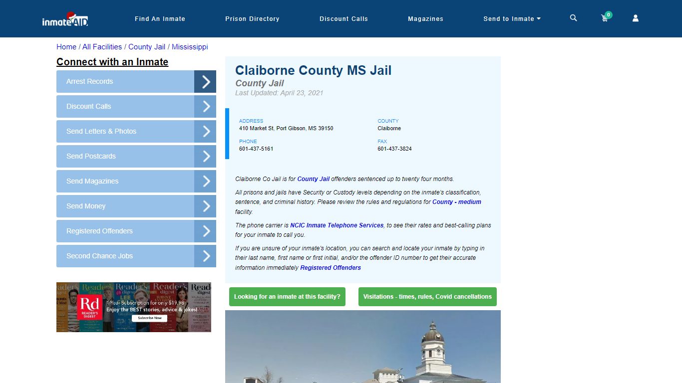 Claiborne County MS Jail - Inmate Locator - Port Gibson, MS